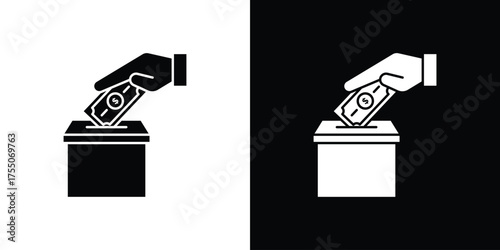 Money donation icon. filled flat sign concept and web design