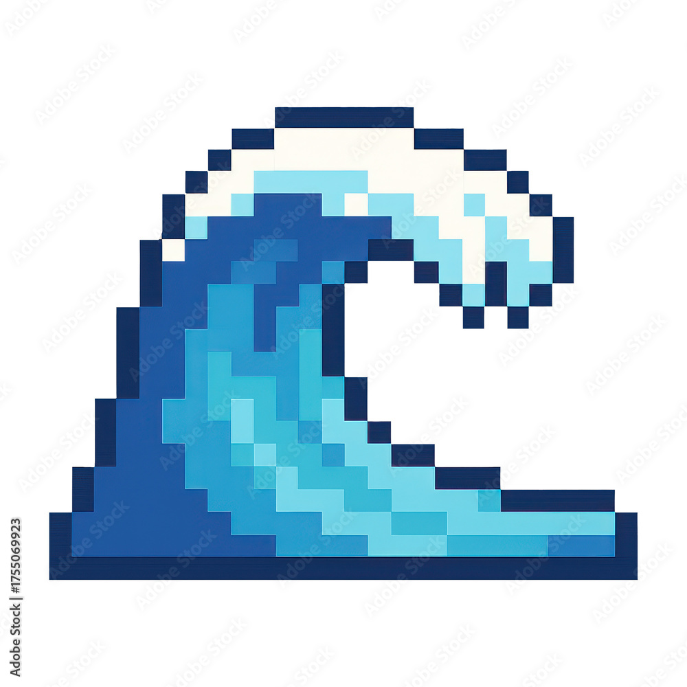 Fototapeta premium PNG Pixelated ocean wave illustration.