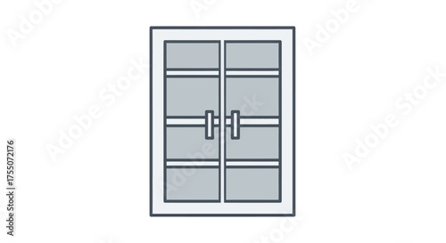 Simple Vector Illustration of a Closed Two-Door Cabinet.