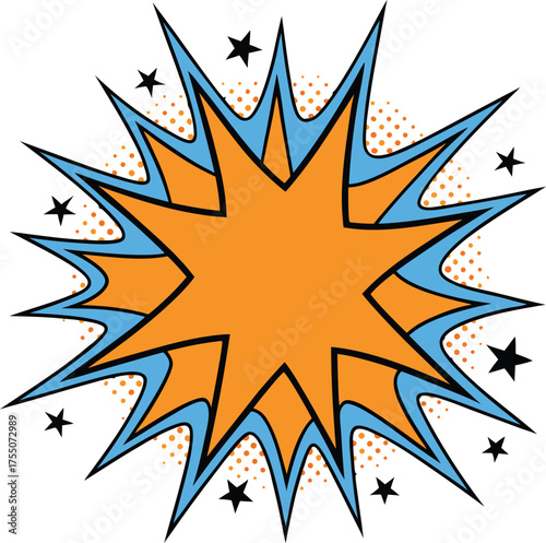 Orange blue comic burst stars explosion