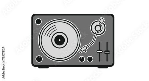 Outlined Airplane Taking Off from Runway Side View.