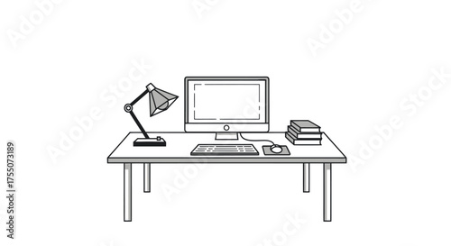 Simple Black and White Traffic Cone Icon on White Background.