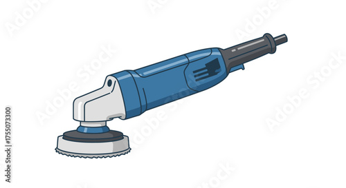 Blue and White Electric Rotary Polisher Tool with Circular Pad.