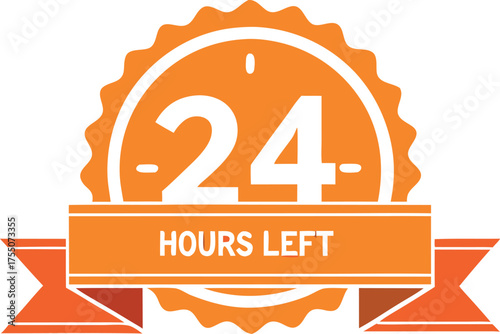 Orange twenty four hours left badge vector