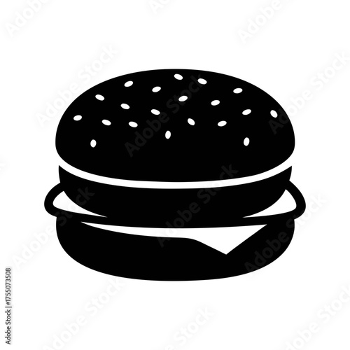Vector art of a classic burger, featuring a juicy patty, melted cheese, and fresh toppings, perfect for food lovers and culinary designs with a clean and appetizing look