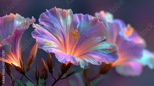 Wallpaper Mural   A zoomed-in image of a lilac flower displaying blue, pink, and green components Torontodigital.ca