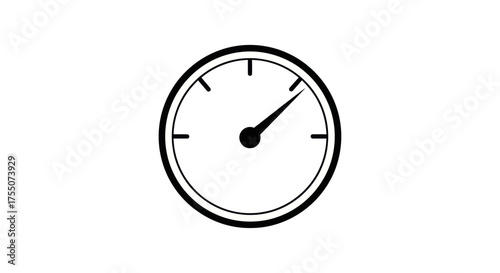 Simple Black and White Gauge Illustration with Needle Pointing Upward.