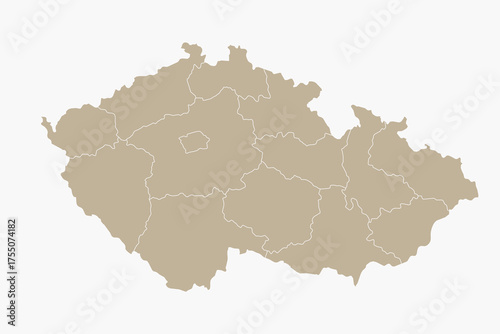Vector graphic artwork suitable for print and web containing flat detailed map of CZECH REPUBLIC