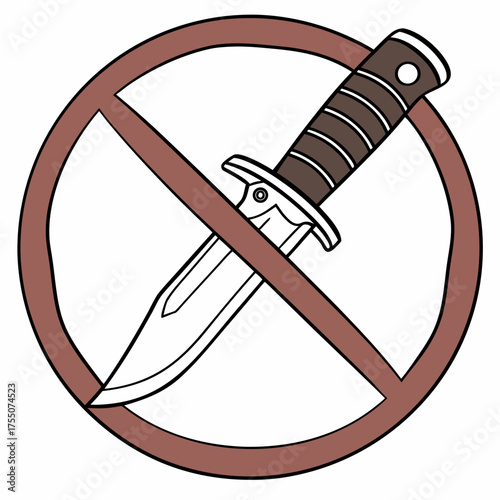 Knife inside red circle with slash—clear “no knives” symbol used to indicate weapon prohibition in public or secure areas.