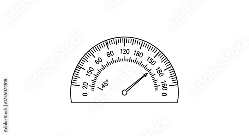 Black and White Semicircle Gauge Measuring Degrees.