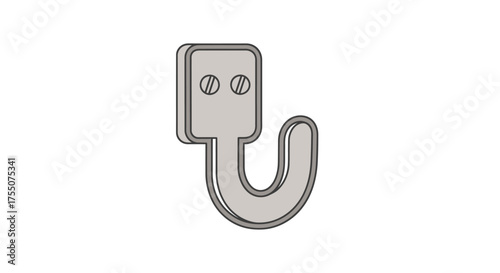 Simple Metal Wall Hook with Mounting Screws.