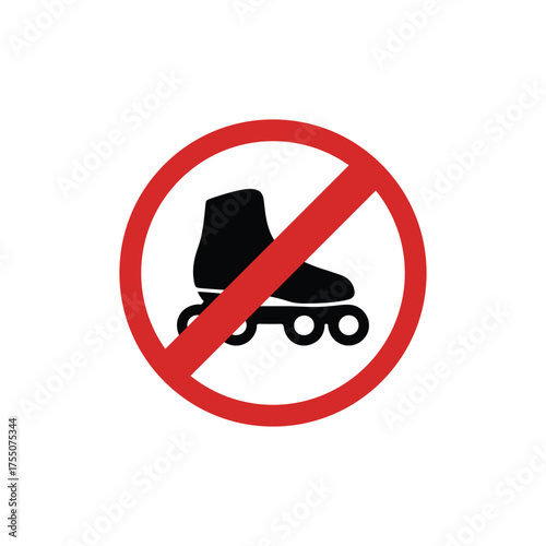 No roller skating prohibited sign vector isolated on white background