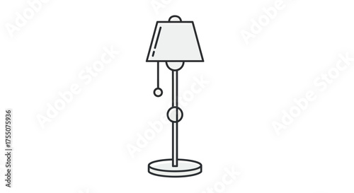 Simple Line Art Illustration of a Classic Table Lamp.