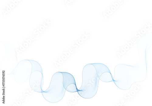 Blue wavy flow of airy fog or ribbon on a white background. Eps 10