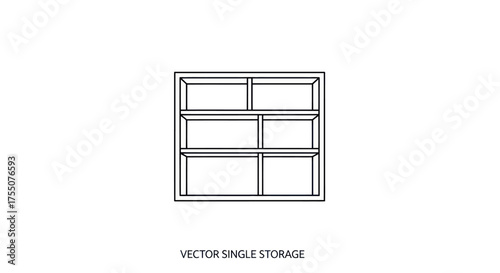 Simple Line Art Illustration of a Rectangular Storage Unit with Multiple Shelves.