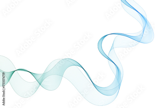 Dynamic flow of a blue-turquoise wave on a clean white background. Eps 10