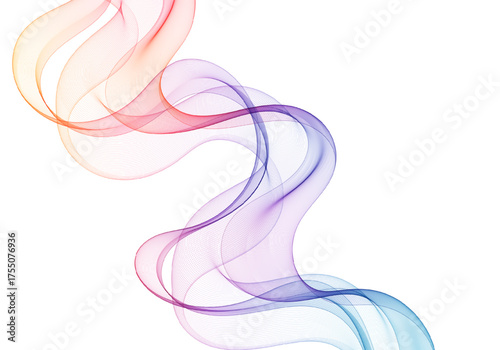 Dynamic vertical flow of a bright rainbow abstract wave on white. Eps 10
