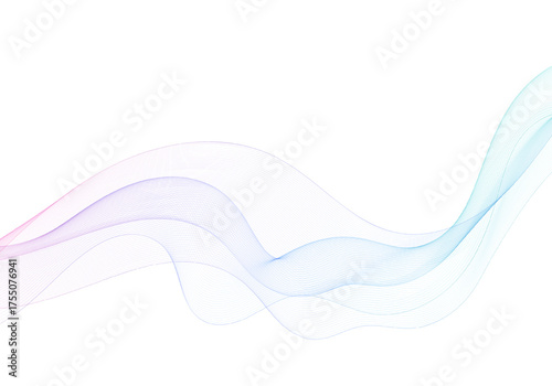 Horizontal wave of blue, purple, and pink waves on white. Eps 10
