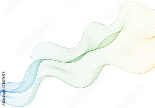 Transition wave of colors from green to yellow and blue on a white background. Eps 10