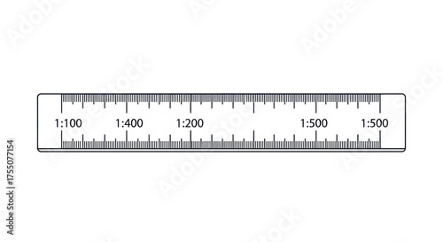 Black and White Ruler with Measurement Markings and Scales.
