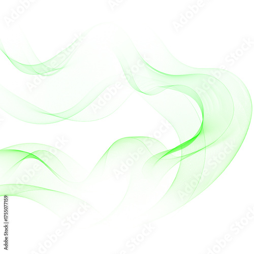 Wide transparent wavy shapes of light green color. Eps 10