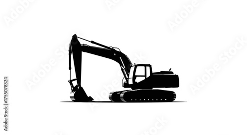 Silhouette of excavator for construction work