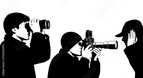 Paparazzi photographer with camera illustration