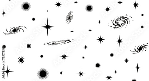 Celestial pattern with stars and galaxies