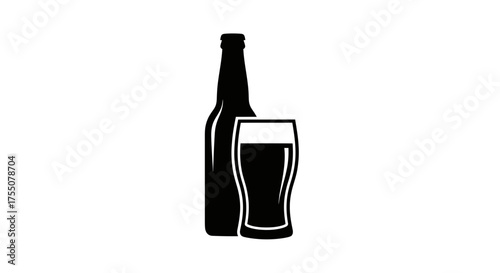 Beer bottle and glass, a refreshing drink