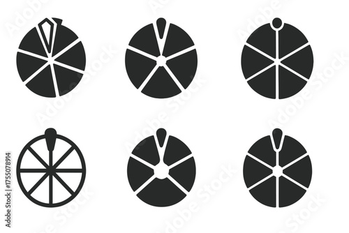 Classroom Game Logos Grid. Printable Classroom Games. Set Logo of Printable Classroom Games: spinner wheel. harmonious logo variations of the same emblematic