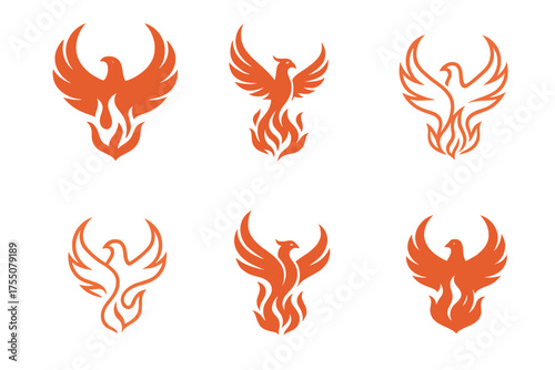 Phoenix Logo Variations. Facing Challenges of Starting Over After a Setback. Set Logo of Facing Challenges of Starting Over After a Setback: phoenix rising.