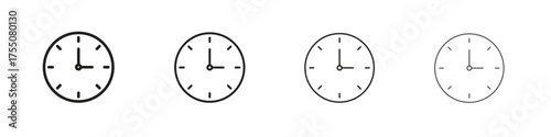 Time icon, linear icon with editable stroke