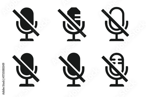 Screaming in Silence Logo. Screaming in Silence. Set Logo of Screaming in Silence: muted microphone. harmonious logo variations of the same emblematic concept,