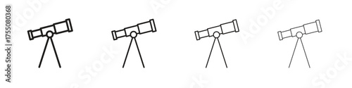 Telescope icon, linear icon with editable stroke