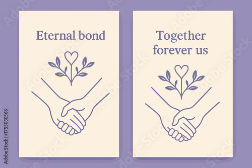 Eternal Bond Banners. Eternal bond. Two vertical A6 banners with safe margins, centered composition, no elements touching edges, minimal, lavender and cream,