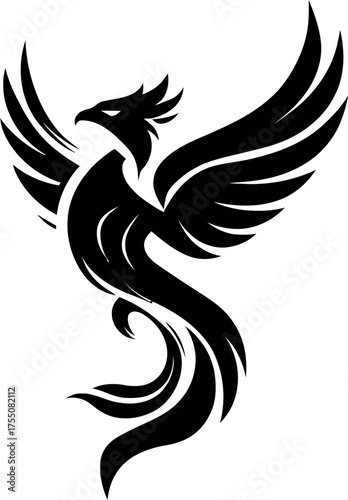 Stylish Black Phoenix Vector Art for Branding and Logo Design
