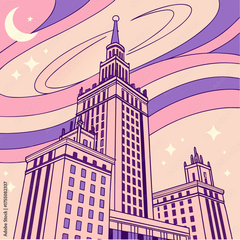 Fototapeta premium Retro-Futuristic Skyline Glow 1