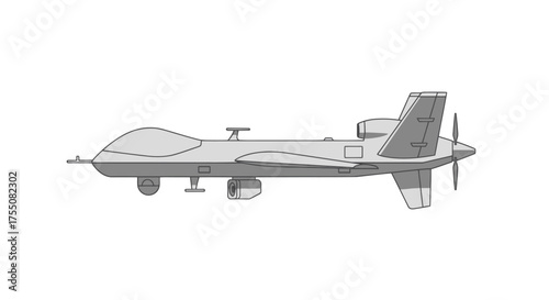 Detailed illustration of a modern military reconnaissance drone aircraft.