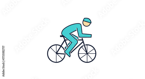Stylized illustration of a cyclist in motion on a bicycle.