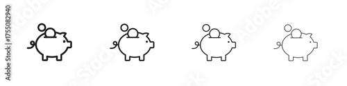 Piggy bank icon, linear icon with editable stroke