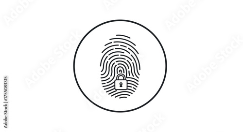 Fingerprint with Padlock Inside Circle Security Concept.