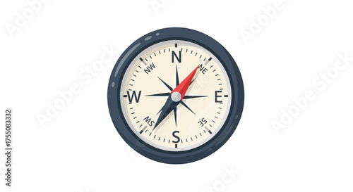 Classic Compass with Cardinal Directions and Magnetic Needle.