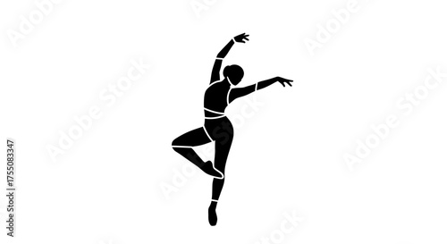 Silhouette of a graceful ballerina in a dynamic dance pose.