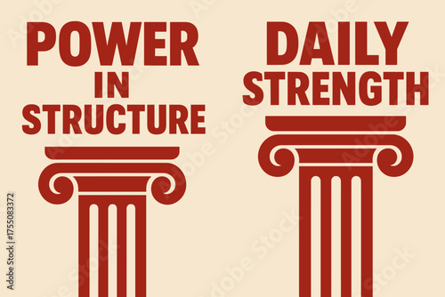Bold Strength Banners. Strength. Two vertical A6 banners with safe margins, centered composition, no elements touching edges, bold style, red and beige, strong