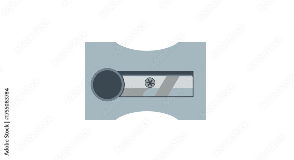 Obraz premium Simple gray manual pencil sharpener with circular crank.