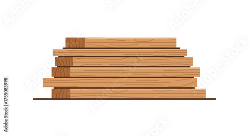 Stack of precisely cut wooden planks for construction or crafting.