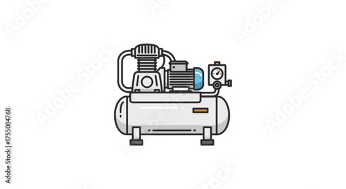 Air Compressor Machine with Tank Motor and Pressure Gauge.