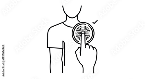 Fingerprint scan on chest for identification and security.