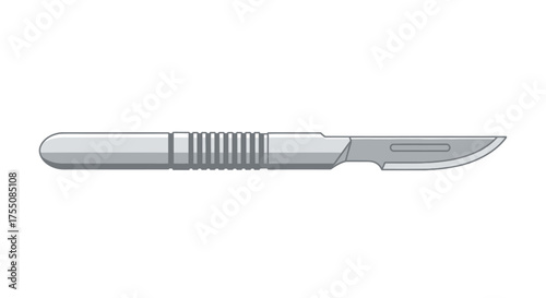Surgical Scalpel with Curved Blade and Grooved Handle.
