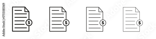 Invoice icon, linear icon with editable stroke